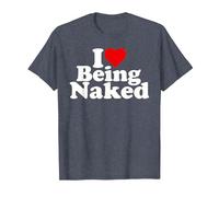 I Love Heart Being Naked Nudity NUDISM T-Shirt, Men, Heather Blue, 4X-Large