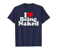 I Love Heart Being Naked Nudity NUDISM T-Shirt, Men, Navy Blue, Medium