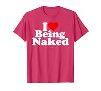 I Love Heart Being Naked Nudity NUDISM T-Shirt, Men, Red Heather, Medium