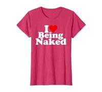 I Love Heart Being Naked Nudity NUDISM T-Shirt, Women, Red Heather, Medium