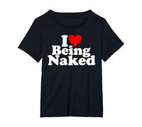 I Love Heart Being Naked Nudity NUDISM T-Shirt, Women's Plus, Black, 5X