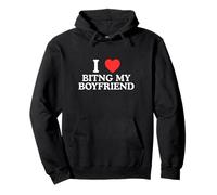 I Love Heart Biting My Boyfriend Funny Unhinged Gen Z Meme Pullover Hoodie
