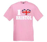 I Love Heart Bristol Mens T Shirt XXL Light Pink