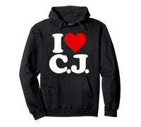 I LOVE HEART C.J. CJ C J INITALS MONOGRAM NAME NICKNAME Pullover Hoodie
