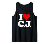 I Love Heart C.J. CJ C J INITALS Monogram Name Nickname Tank Top