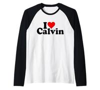 I Love Heart Calvin Raglan Baseball Tee