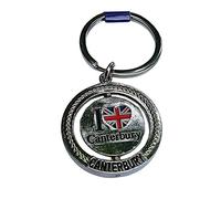 I Love (Heart) Canterbury Metal Keychain - Union Jack British Flag Keyring Souvenir for Visitors of the Cathedral Thomas Becket's Tomb, St. Augustine's Abbey, City Walls, Westgate Gardens, River Stour