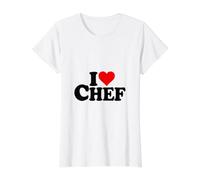 I Love Heart Chef Kitchen Chief (Black Text) Value Graphic T-Shirt, Women, White, S