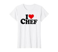 I Love Heart Chef Kitchen Chief Value Graphic T-Shirt, Women, White, XL