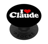 I LOVE HEART CLAUDE NAME ON A TEE PopSockets Adhesive PopGrip