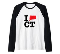 I Love (Heart) Connecticut State Map CT USA Raglan Baseball Tee