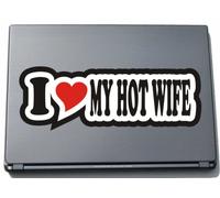 I Love Heart Decal Sticker Laptop Skin 210 mm I LOVE MY HOT WIFE