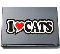I Love Heart Decal Sticker Laptop Skin 297 mm I LOVE CATS