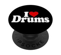 I LOVE HEART DRUMS DRUMMERS PopSockets Adhesive PopGrip