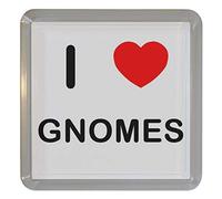 I Love Heart Gnomes - Plastic Tea Coaster/Beer Mat
