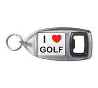 I Love Heart Golf - Plastic Bottle Opener Key Ring