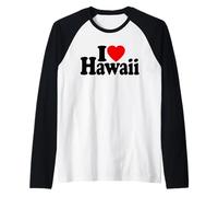 I Love Heart Hawaii Hawaiian Islands Raglan Baseball Tee