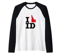 I Love (Heart) Idaho State Map ID USA Raglan Baseball Tee