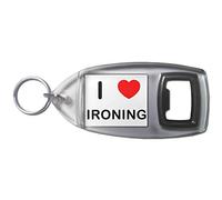 I Love Heart Ironing - Plastic Bottle Opener Key Ring