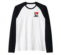 I Love Heart J.C. JC J C Initials Name ON A TEE Raglan Baseball Tee