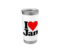 I Love Heart JAN Name ON A TEE Stainless Steel Insulated Tumbler