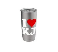I Love Heart KJ K J Initials Name Nickname ON A TEE Stainless Steel Insulated Tumbler