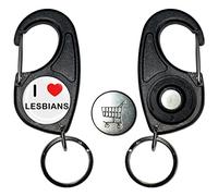 I Love Heart Lesbians - Carabiner £1/€1 Shopping token Key Ring