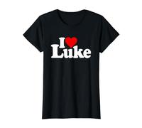 I Love Heart Luke Name ON A TEE Value Graphic T-Shirt, Women, Black, M