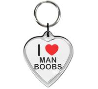 I Love Heart Man Boobs Small Heart Shaped Key Ring