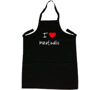 I Love Heart Meatballs Black Apron