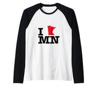 I Love (Heart) Minnesota State Map MN USA Raglan Baseball Tee