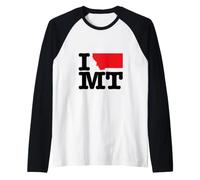 I Love (Heart) Montana State Map MT USA Raglan Baseball Tee