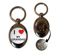 I Love Heart My Grandad - £1/€1 Metal Shopping Coin Token Key Ring