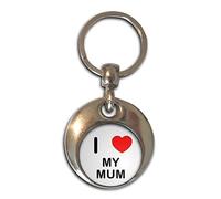 I Love Heart My Mum - Chrome Round Double Sided Key Ring