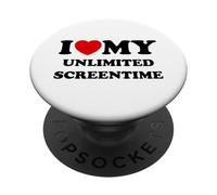I Love (Heart) My Unlimited Screentime PopSockets Adhesive PopGrip