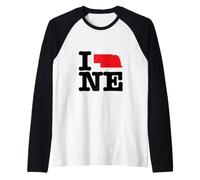 I Love (Heart) Nebraska State Map NE USA Raglan Baseball Tee