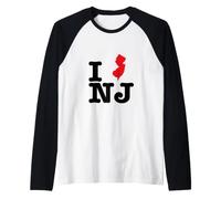 I Love (Heart) New Jersey State Map NJ USA Raglan Baseball Tee