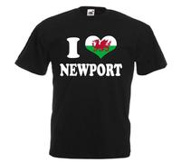 I Love Heart Newport Wales Mens T Shirt Small Black