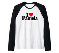 I LOVE HEART PAMELA NAME ON A TEE Raglan Baseball Tee