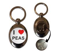 I Love Heart Peas - £1/€1 Metal Shopping Coin Token Key Ring