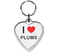 I Love Heart Plums Small Heart Shaped Key Ring