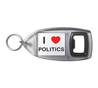 I Love Heart Politics - Plastic Bottle Opener Key Ring