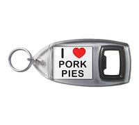 I Love Heart Pork Pies - Plastic Bottle Opener Key Ring