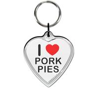 I Love Heart Pork Pies Small Heart Shaped Key Ring