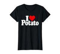 I Love Heart Potato Potatoes Value Graphic T-Shirt, Women, Black, XL
