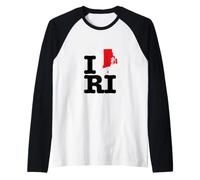I Love (Heart) Rhode Island State Map RI USA Raglan Baseball Tee