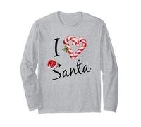 I Love Heart Santa Candy Cane Funny Christmas Xmas Favorite Long Sleeve T-Shirt