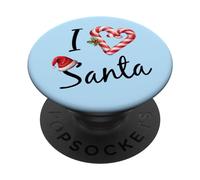I Love Heart Santa Candy Cane Funny Christmas Xmas Favorite PopSockets Adhesive PopGrip
