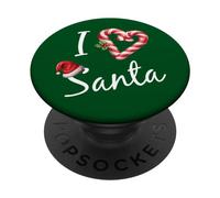 I Love Heart Santa Candy Cane Funny Christmas Xmas Favorite PopSockets Adhesive PopGrip