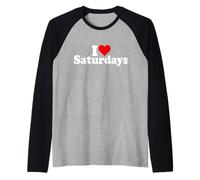 I Love Heart Saturdays Raglan Baseball Tee